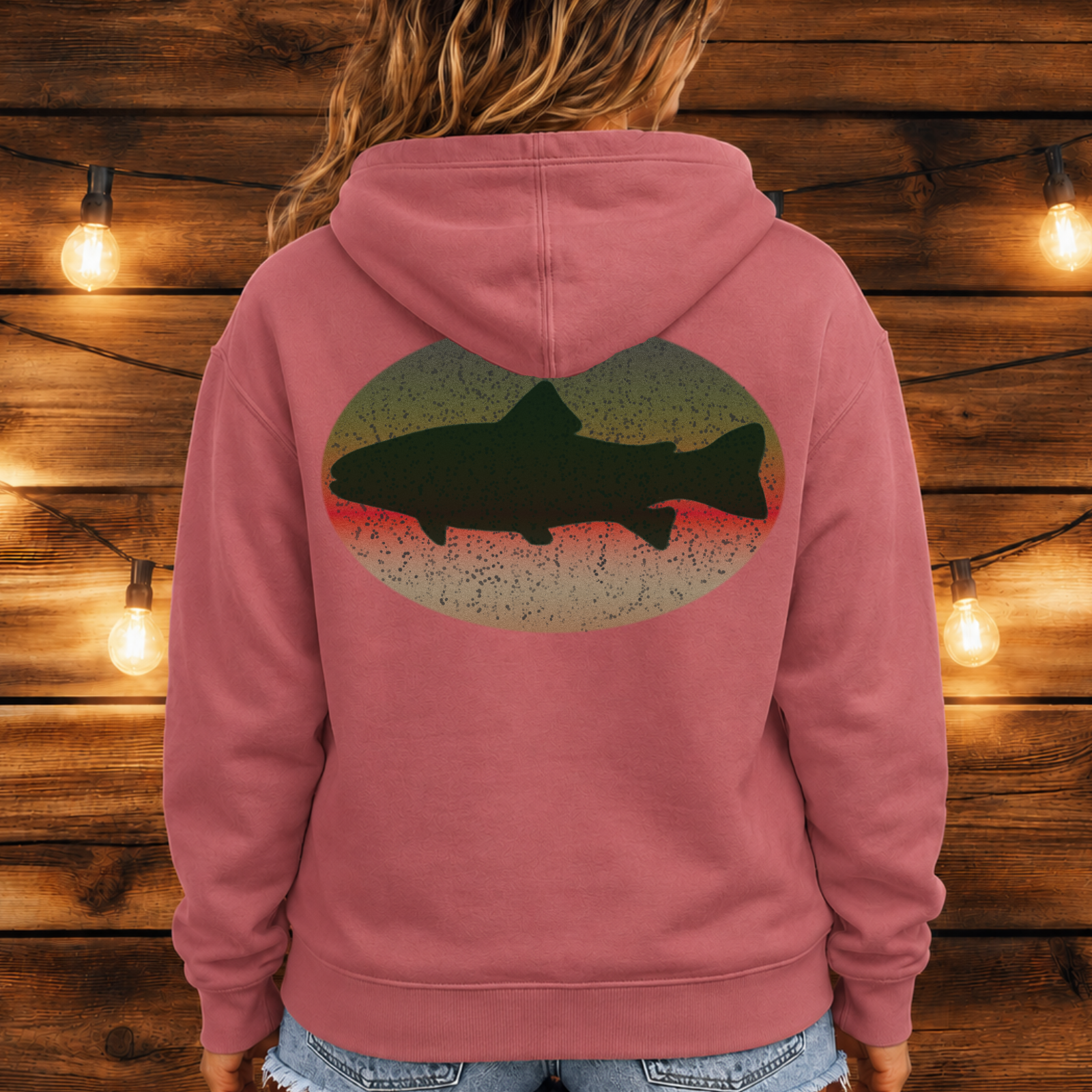 Trout Silhouette Hoodie Back Print