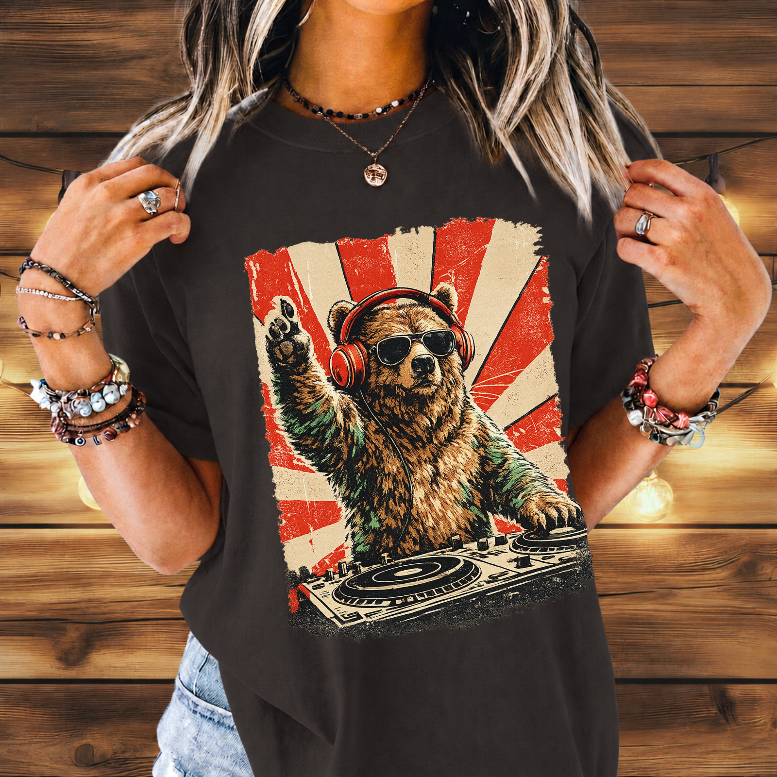 Bear At The Turntable Tee