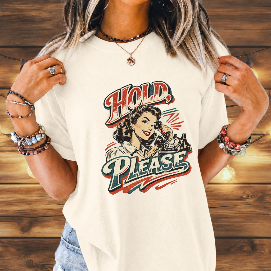Hold Please Retro Pinup Tee