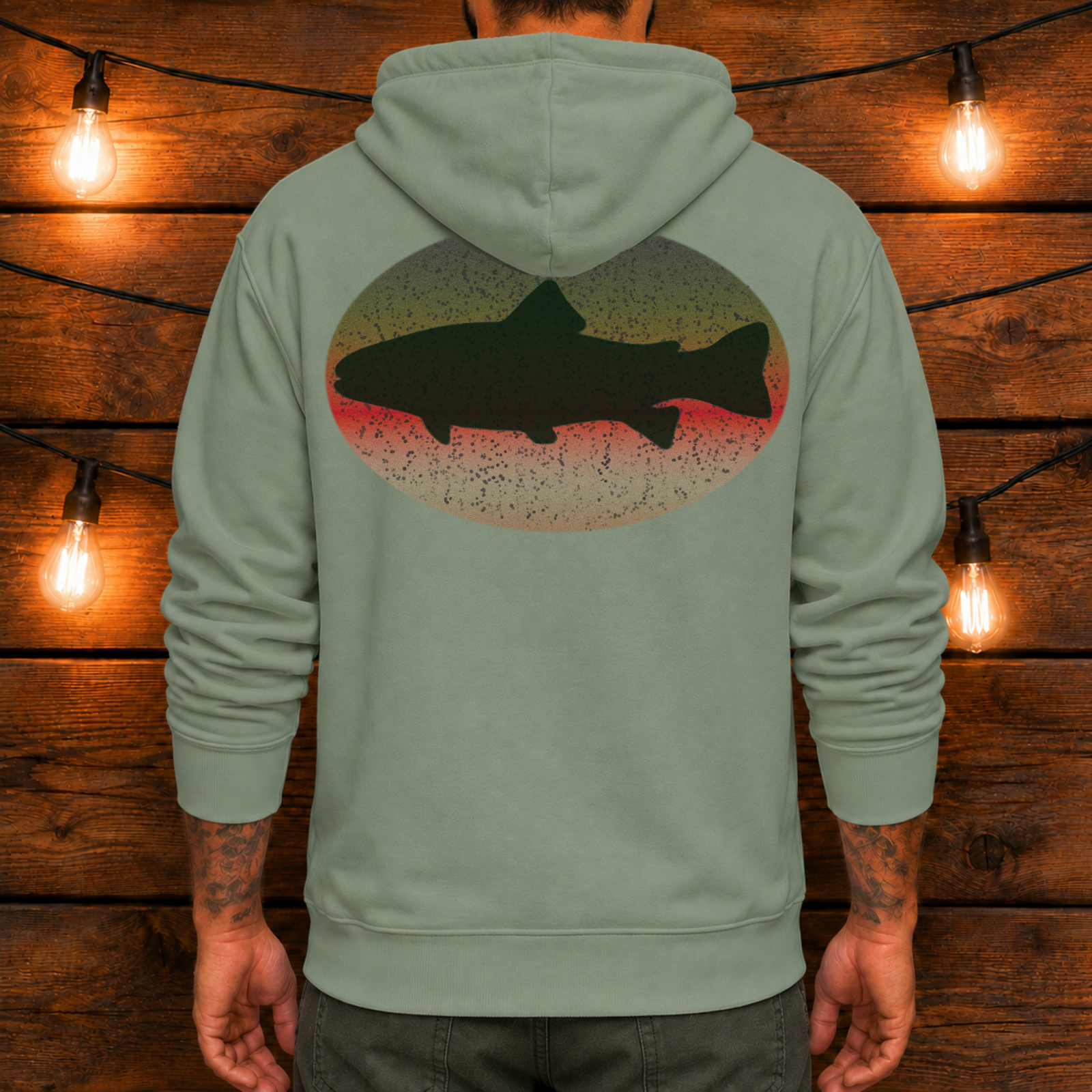 Trout Silhouette Hoodie Back Print