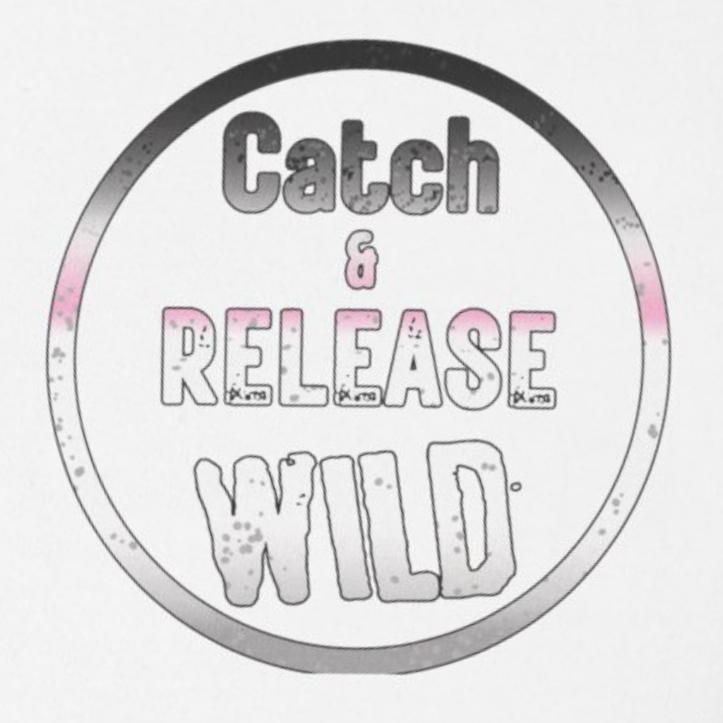 “Catch & Release Wild” circular badge artwork preview in a clean, outdoorsy style.