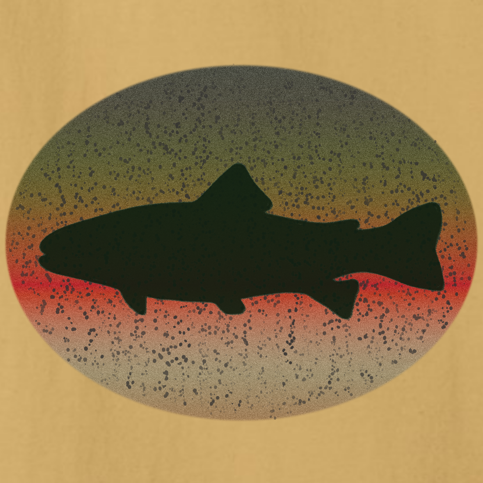 Trout Skin Back Print T-Shirt | Vintage Oval Trout Fishing Tee