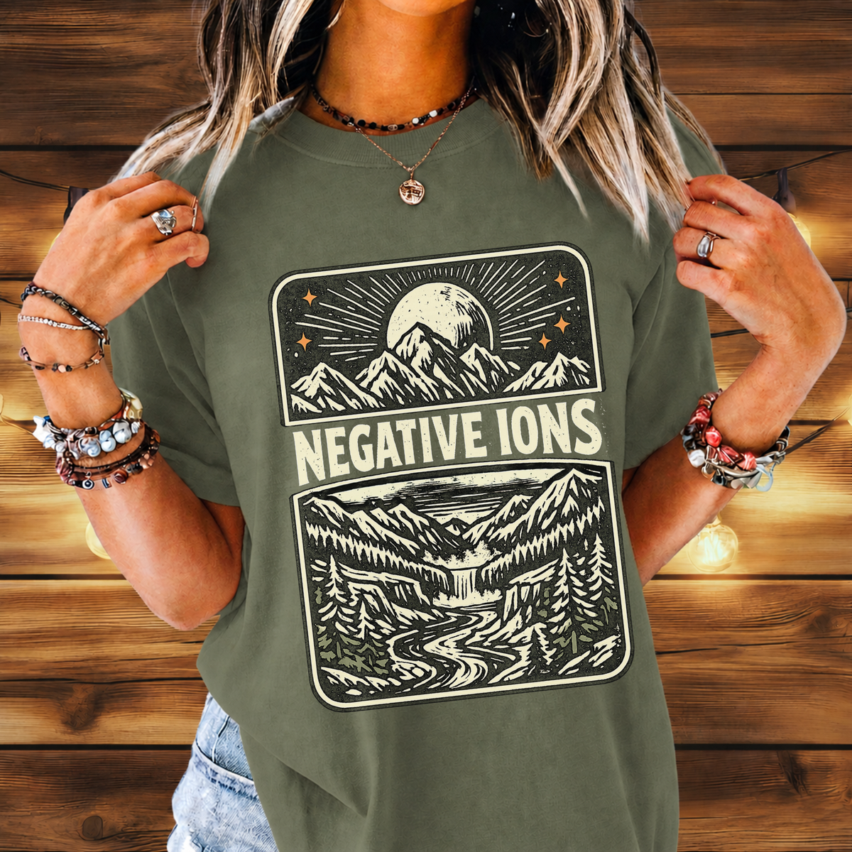 Negative Ions Mountain Moon Tee