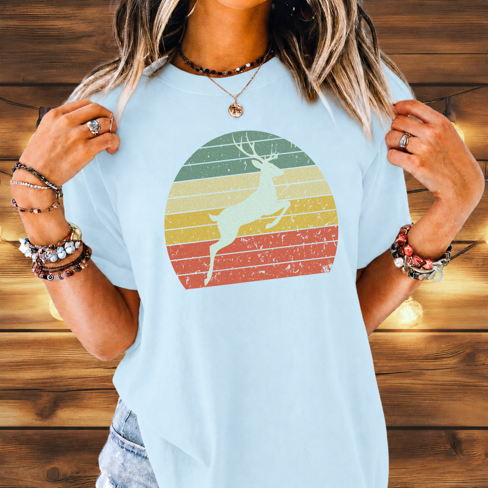 Vintage Sunset Deer T-Shirt
