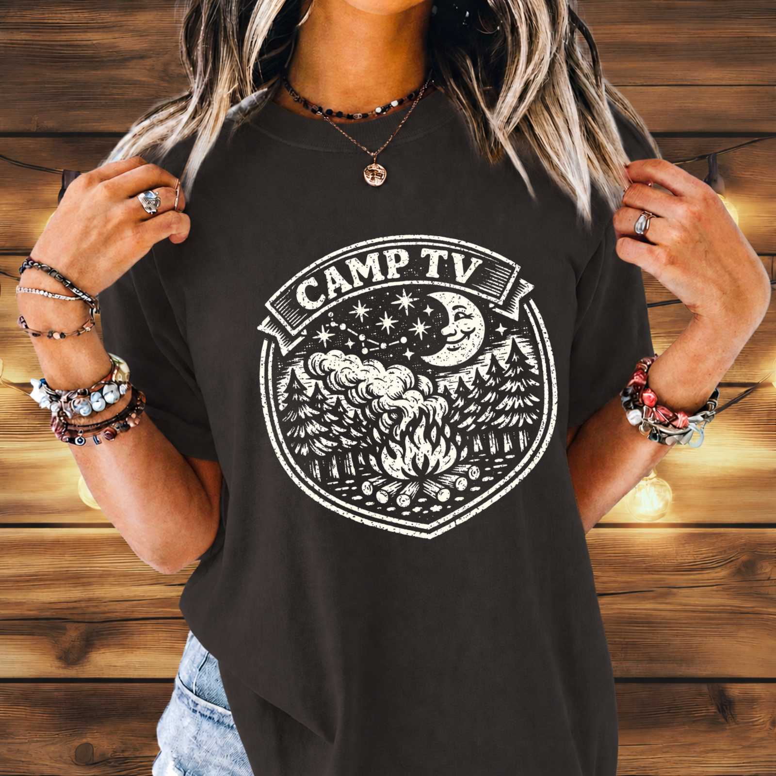 Camp TV Linocut T-shirt