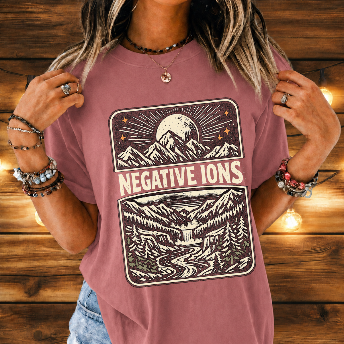 Negative Ions Mountain Moon Tee