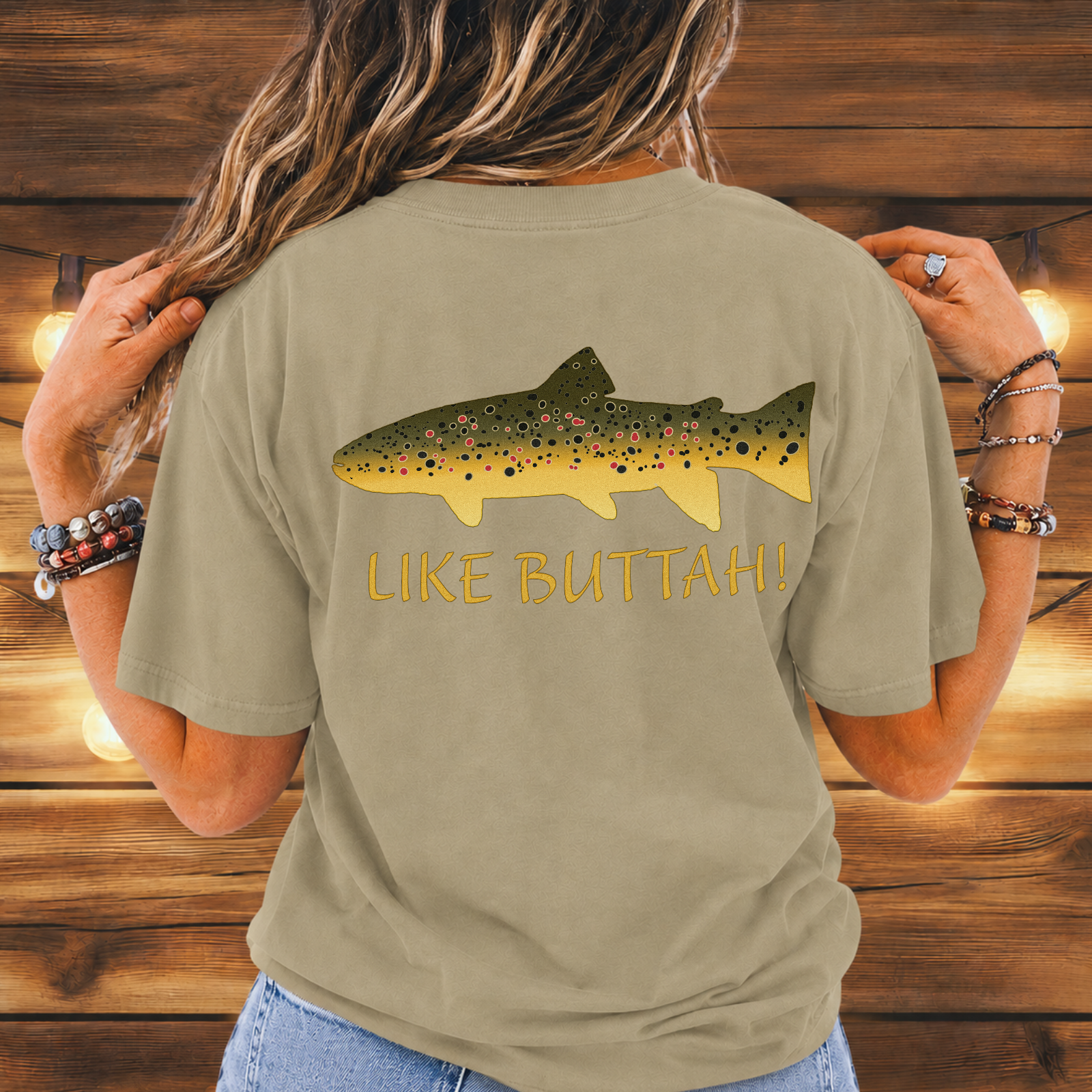 Like Buttah Brown Trout T-Shirt Back Print