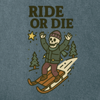 Ride or Die Skeleton Sledding T-Shirt — Vintage Winter Snow Sled Tee