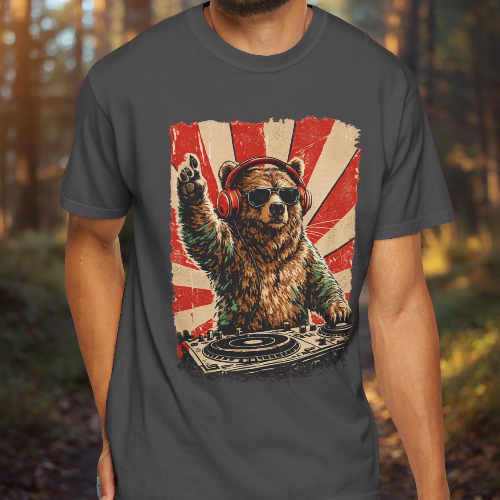 Bear At The Turntable Graphic T-Shirt