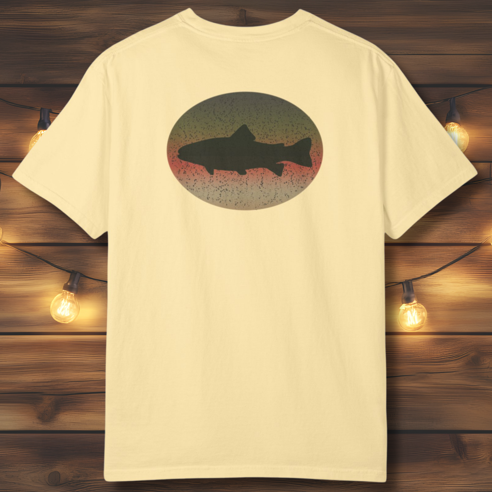 Trout Skin Back Print T-Shirt | Vintage Oval Trout Fishing Tee