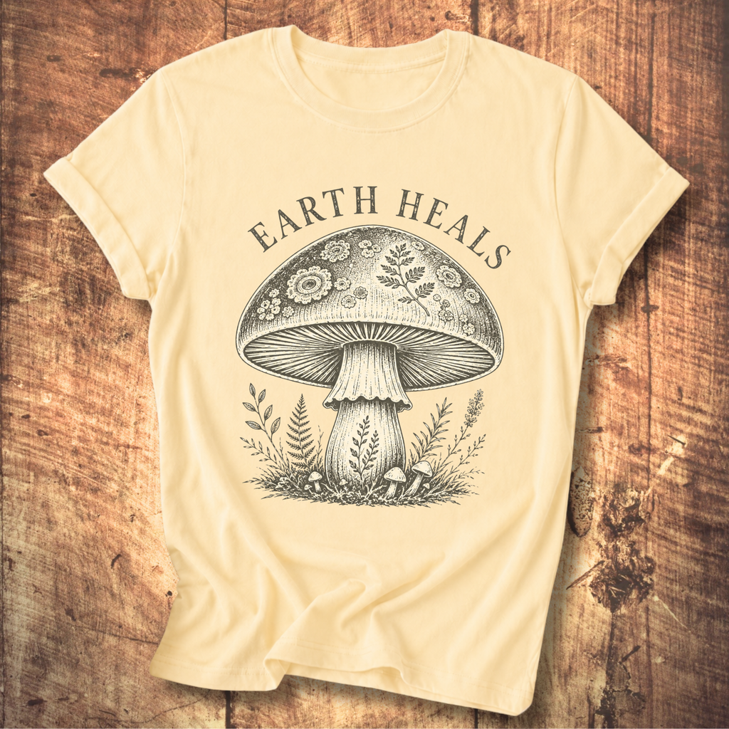 Earth Heals Mushroom Tee