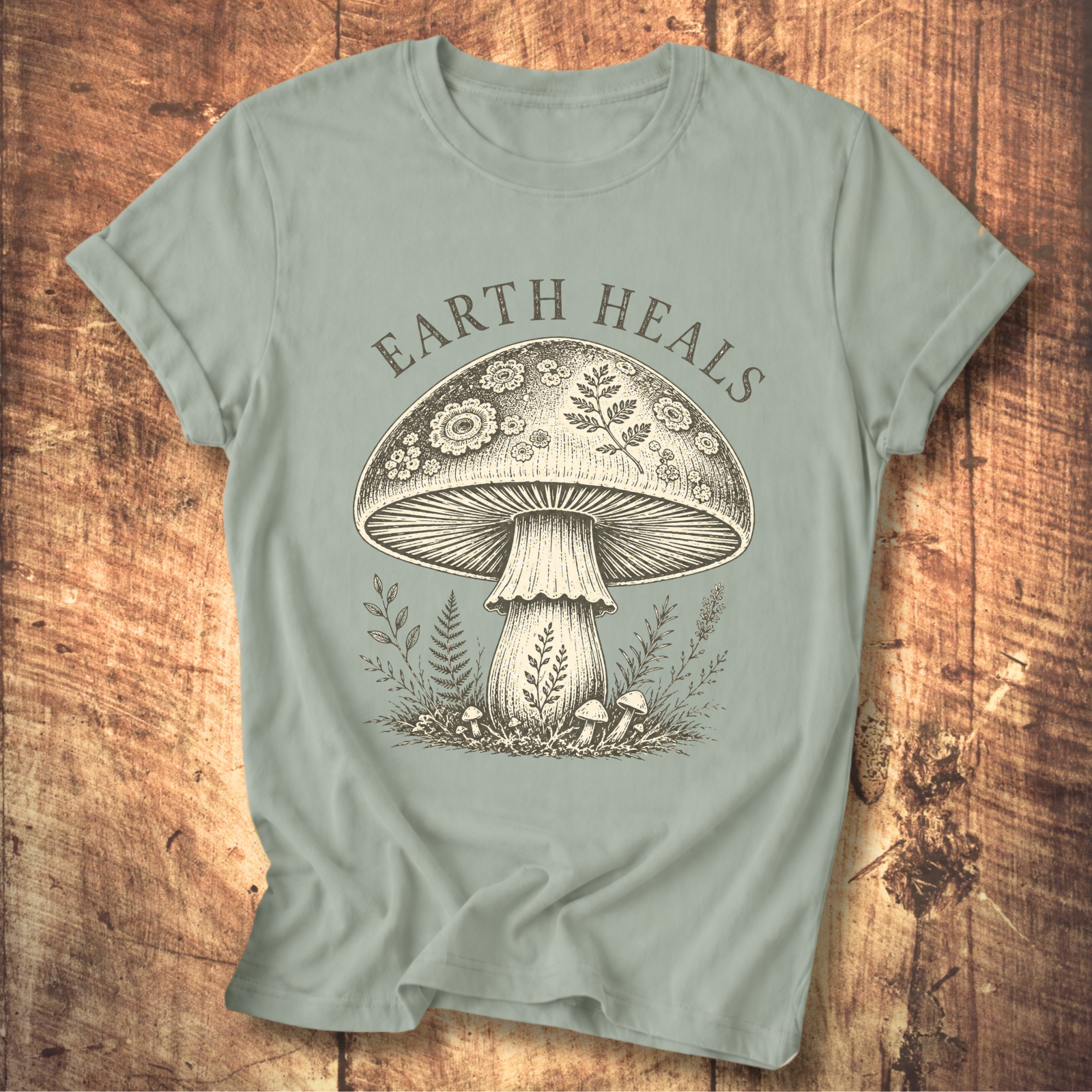 Earth Heals Mushroom Tee