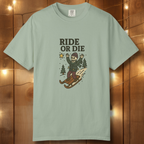 Ride or Die Skeleton Sledding T-Shirt — Vintage Winter Snow Sled Tee