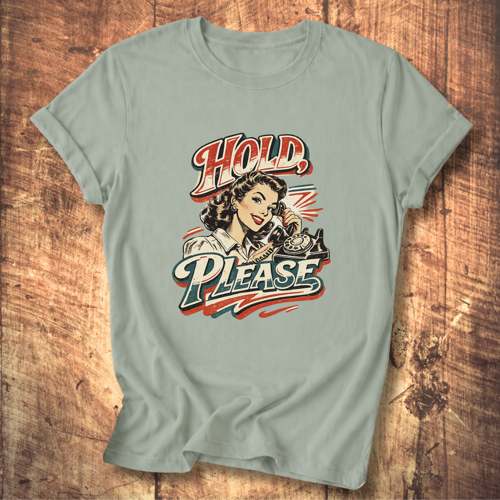 Hold Please Retro Pinup Tee