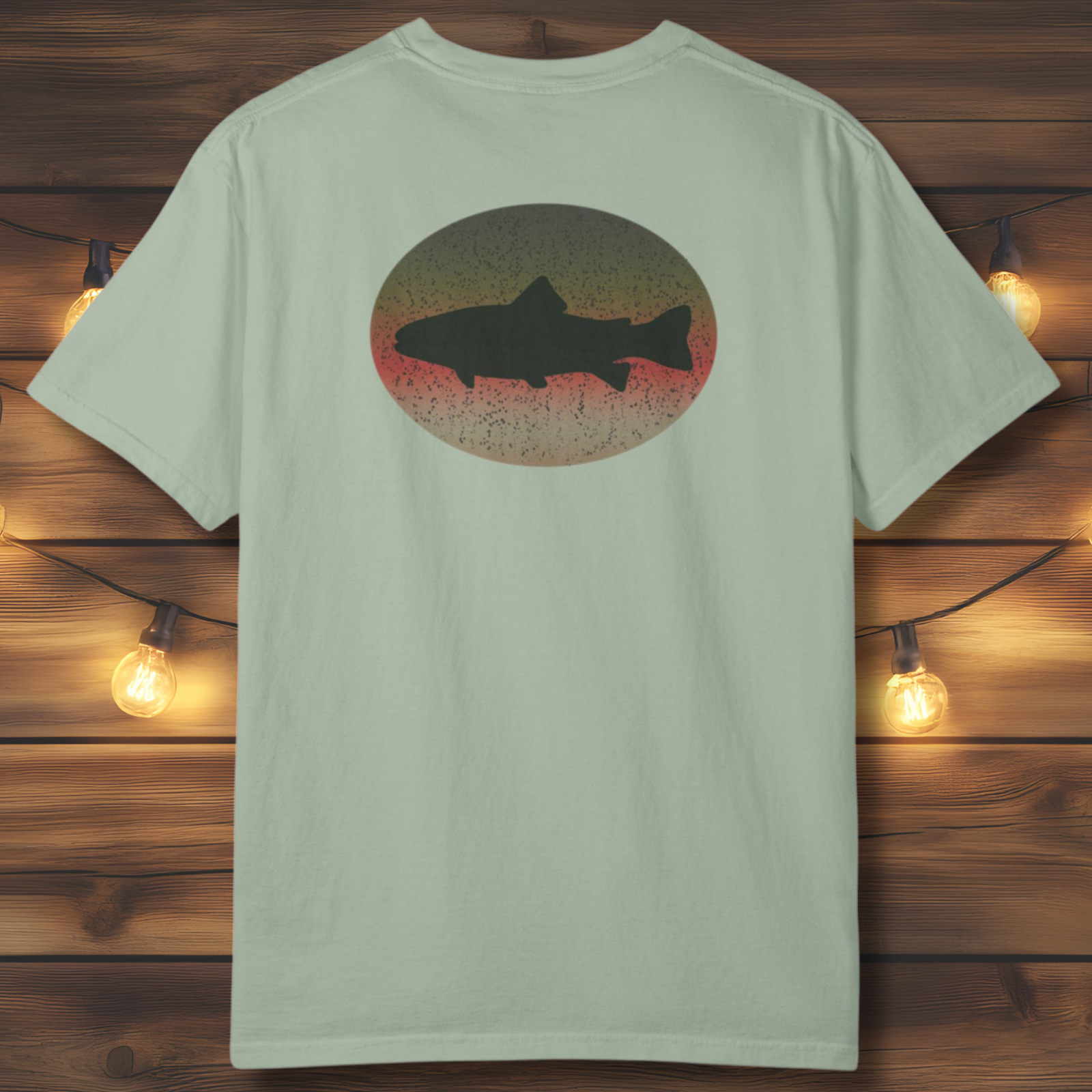 Trout Skin Back Print T-Shirt | Vintage Oval Trout Fishing Tee