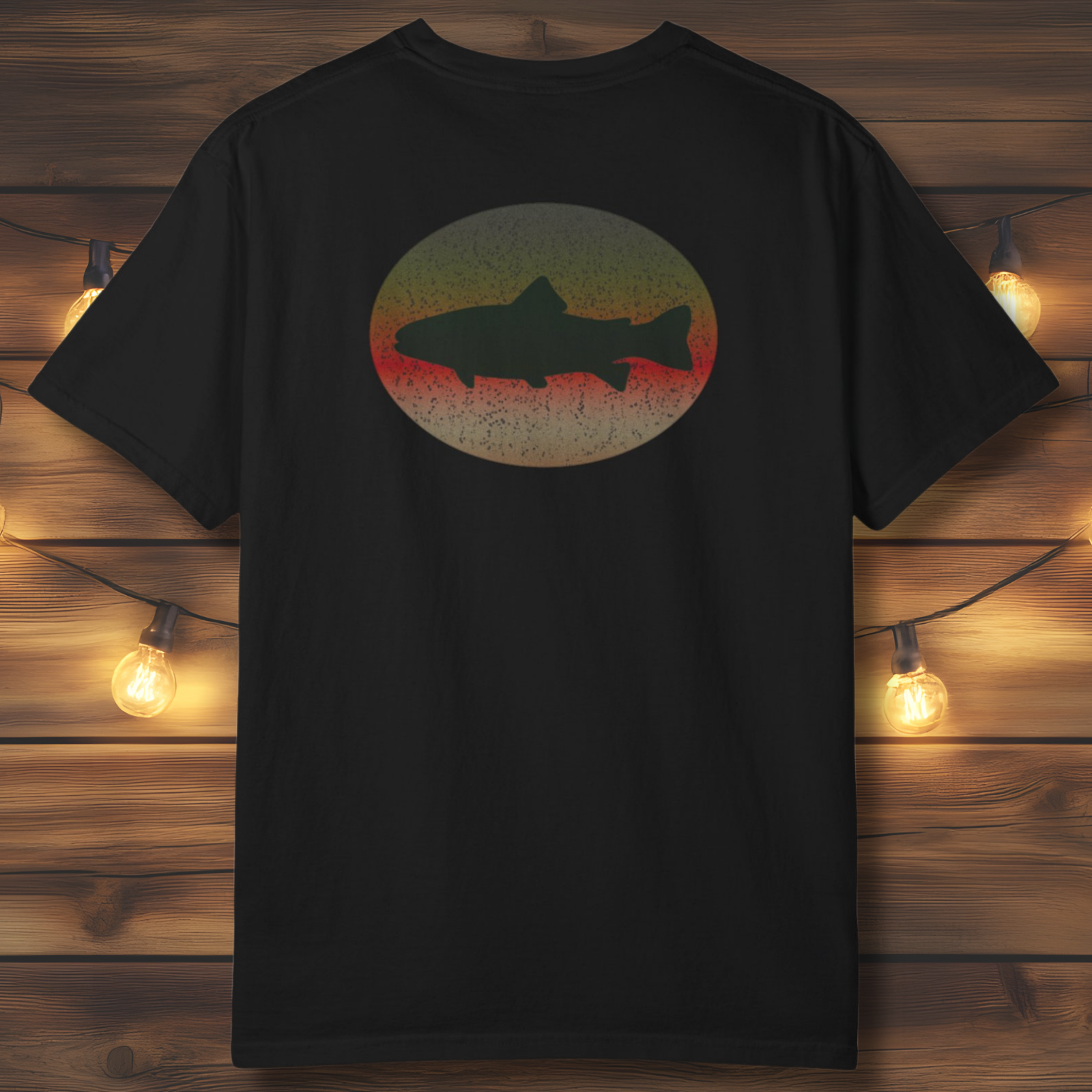 Trout Skin Back Print T-Shirt | Vintage Oval Trout Fishing Tee