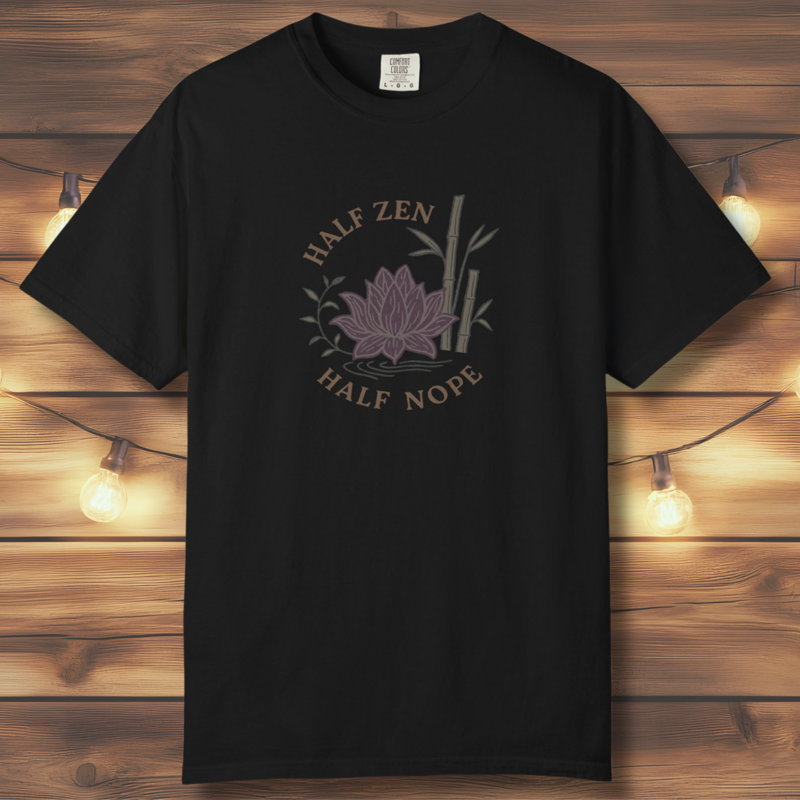 Half Zen Half Nope T-Shirt | Funny Lotus Mindfulness Tee