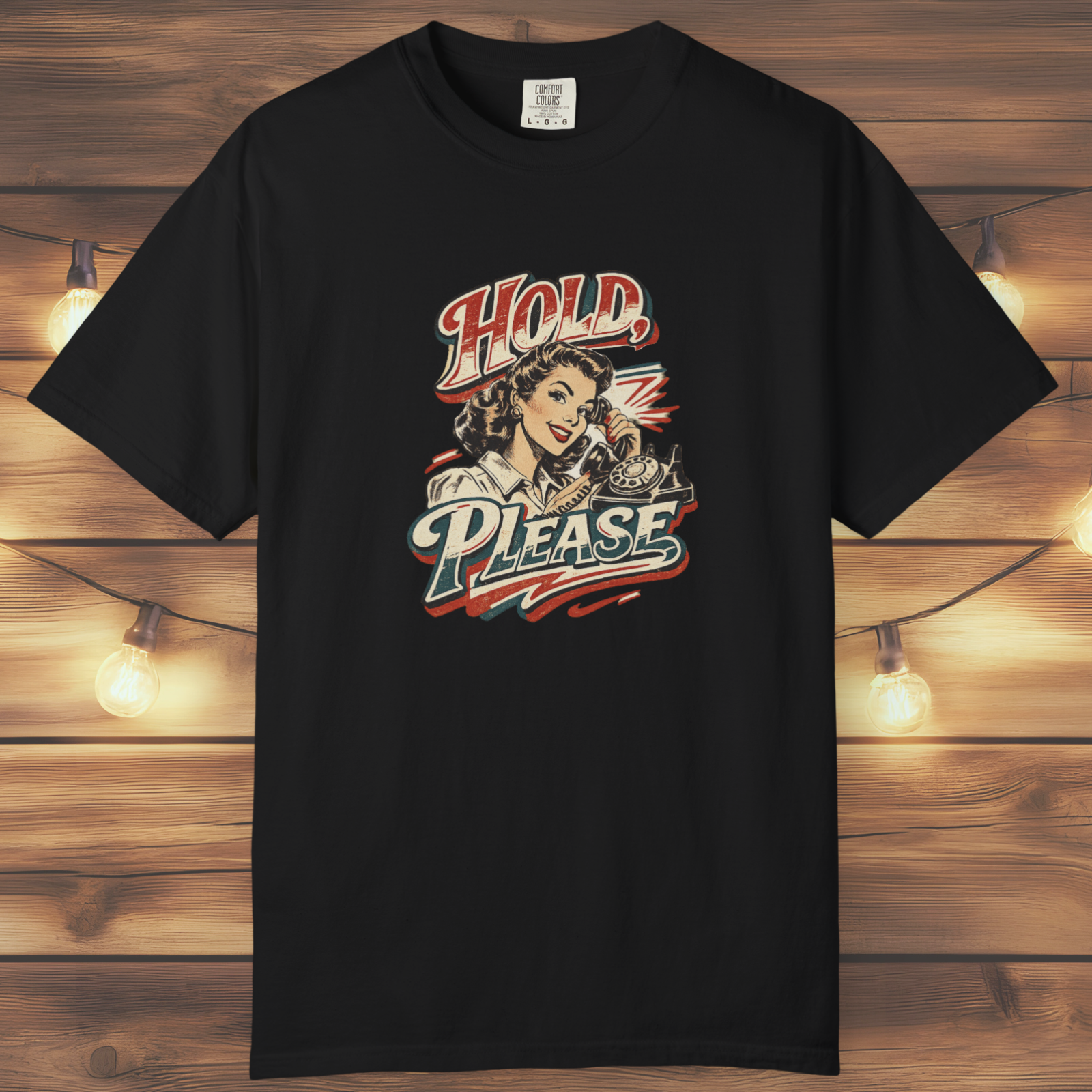 Hold Please Retro Pinup Tee