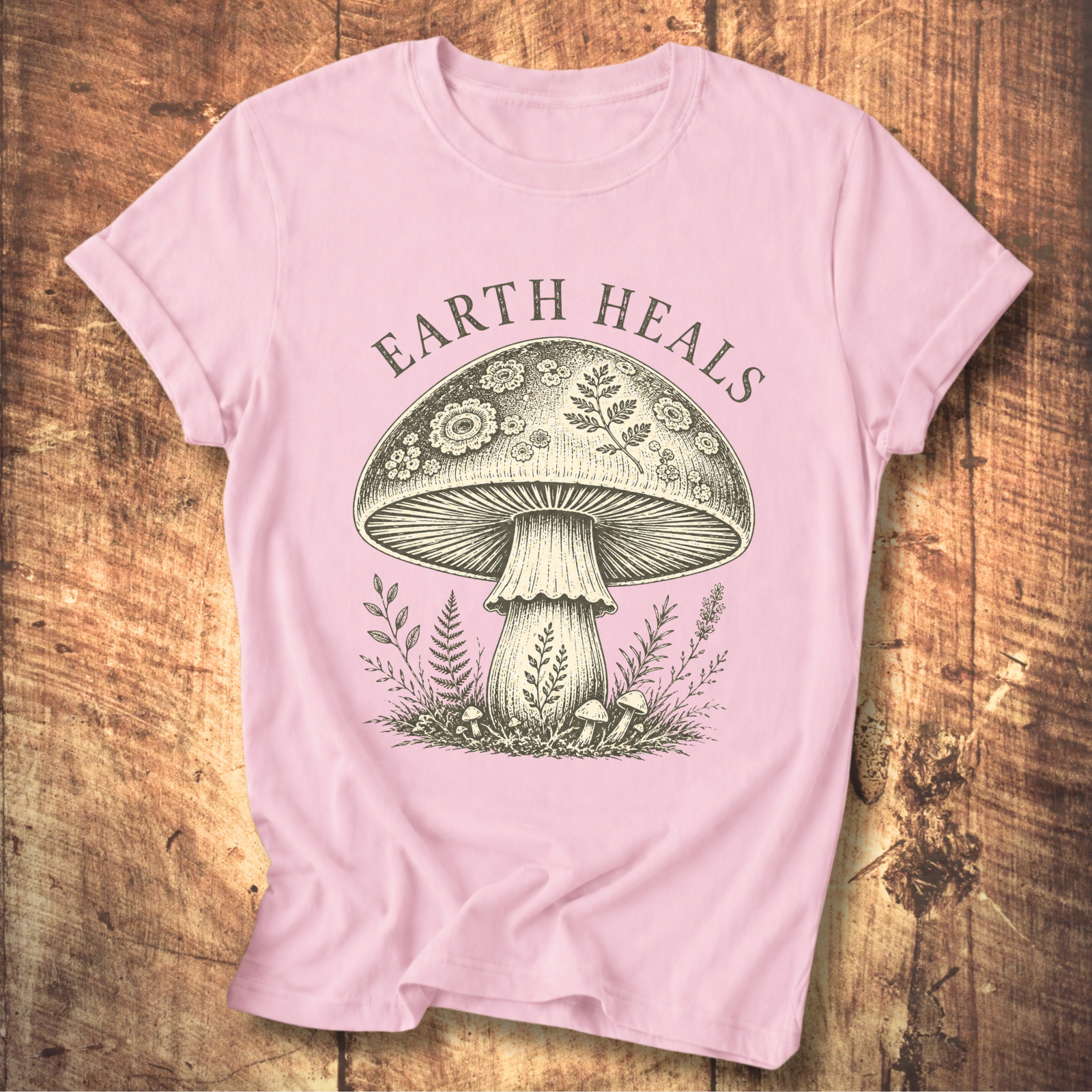 Earth Heals Mushroom Tee