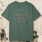 Hook Sets Are Free Fishing Back Print T-Shirt | Garment-Dyed Unisex Tee