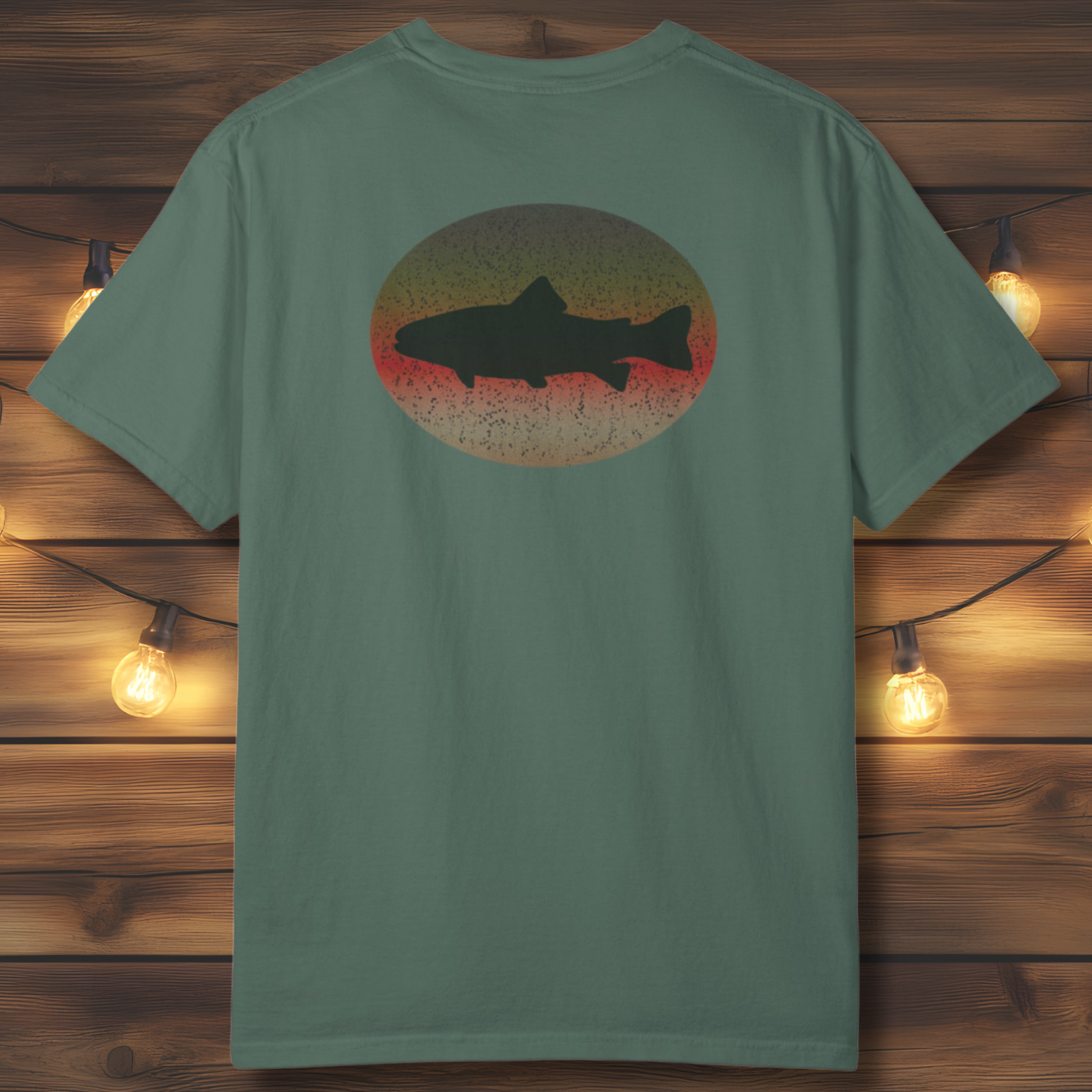 Trout Skin Back Print T-Shirt | Vintage Oval Trout Fishing Tee