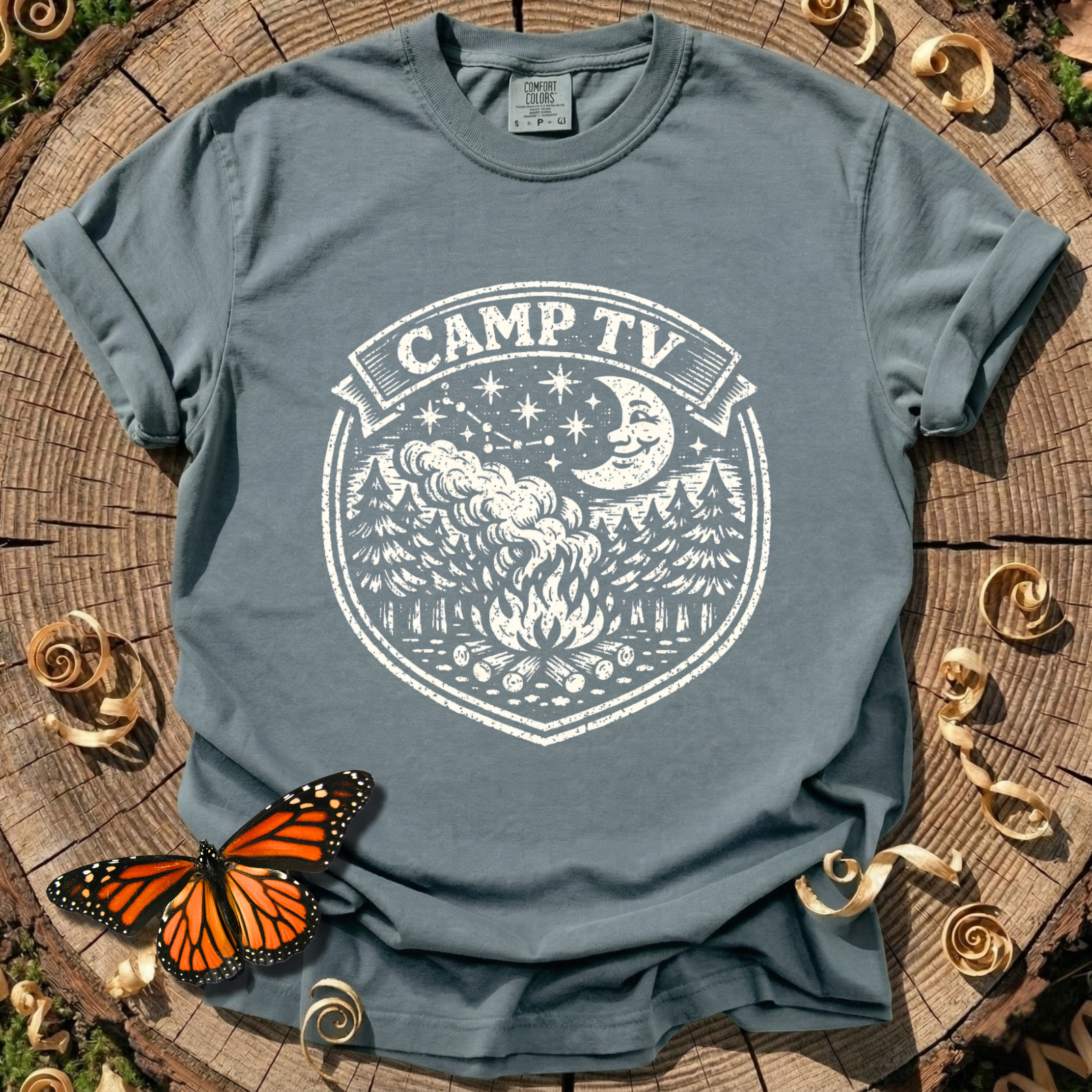 Camp TV Linocut T-shirt