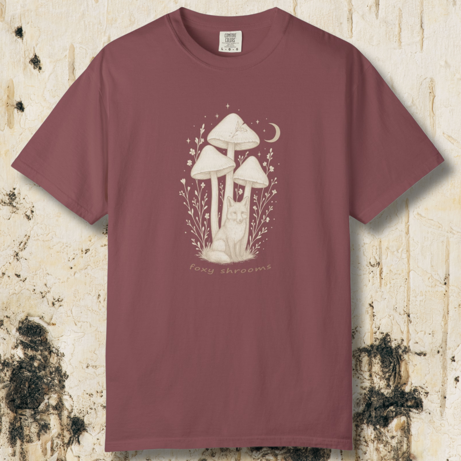 Foxy Shrooms T-Shirt — Moonlit Mushroom Graphic Tee