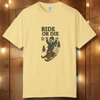Ride or Die Skeleton Sledding T-Shirt — Vintage Winter Snow Sled Tee