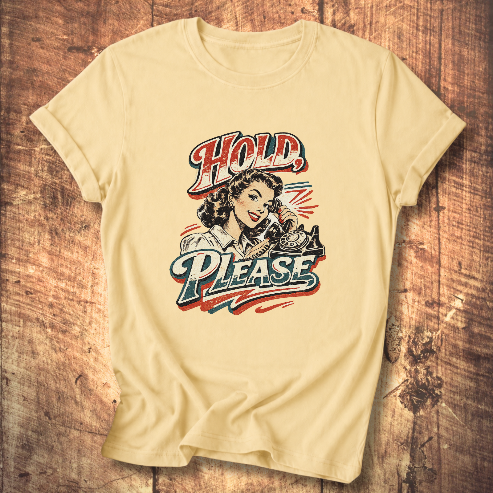 Hold Please Retro Pinup Tee