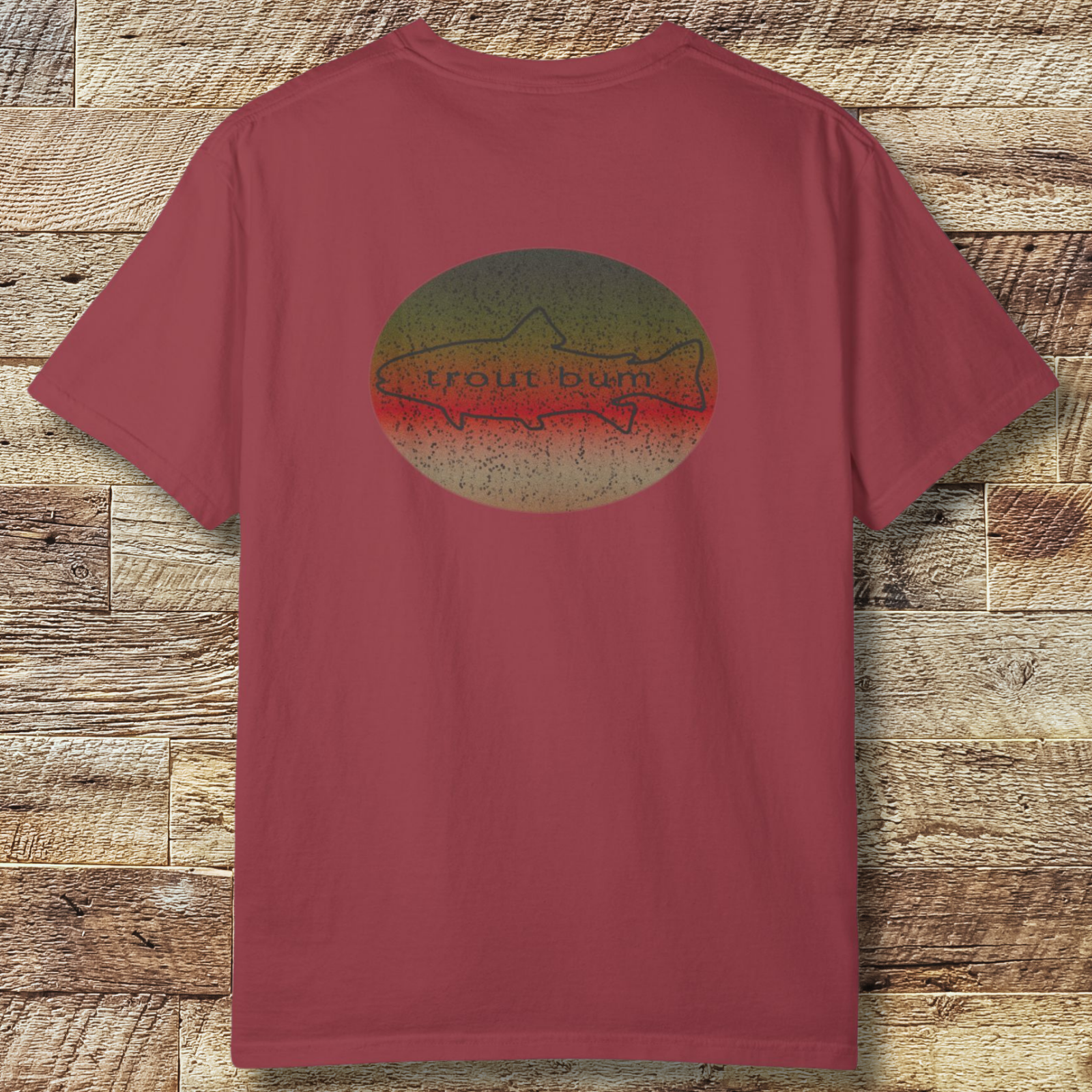 Trout Bum Back Print T‑Shirt — Vintage Fishing Graphic Tee