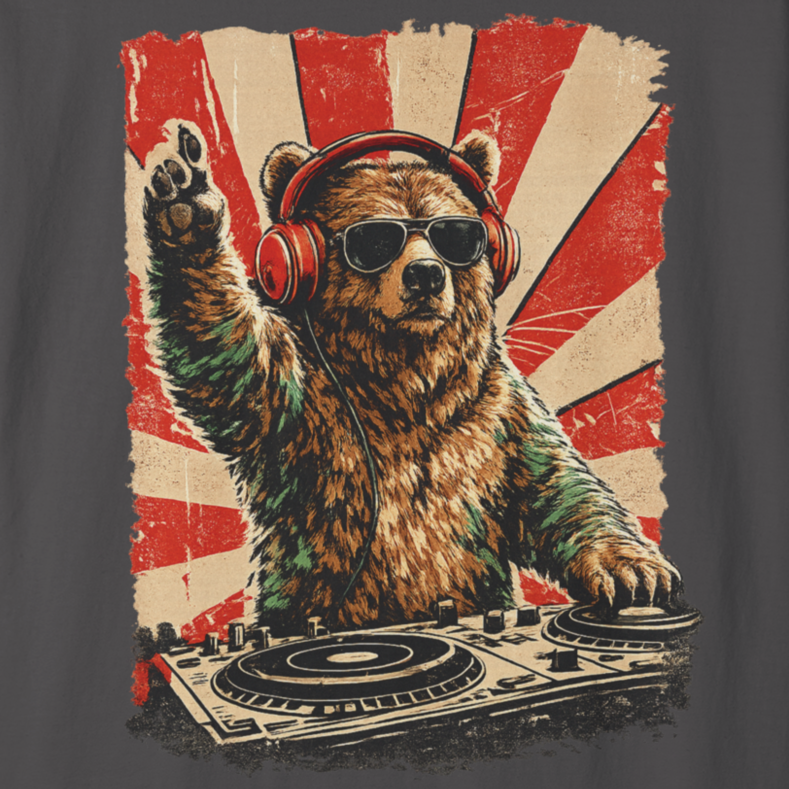 Bear At The Turntable Graphic T-Shirt