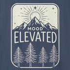 Close-up of Mood Elevated mountain sunrise line art artwork.