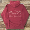 Bonefish Hoodie Back Print – Idaho Whitefish Joke Fly Fishing Pullover