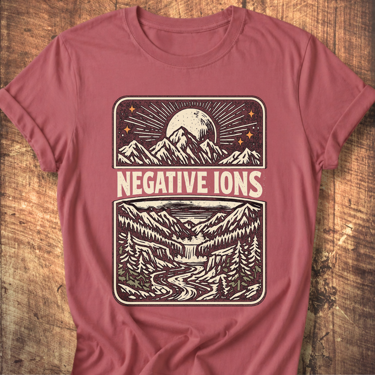 Negative Ions Mountain Moon Tee