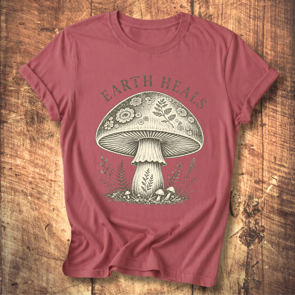 Earth Heals Mushroom Tee