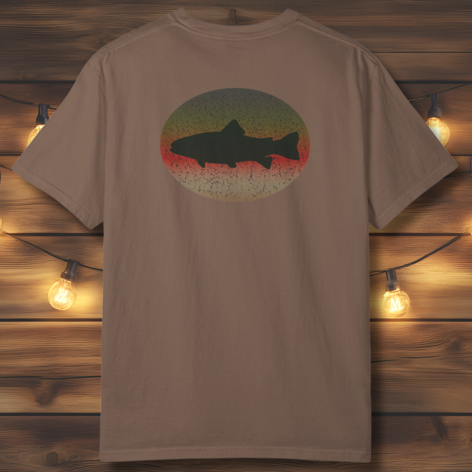Trout Skin Back Print T-Shirt | Vintage Oval Trout Fishing Tee