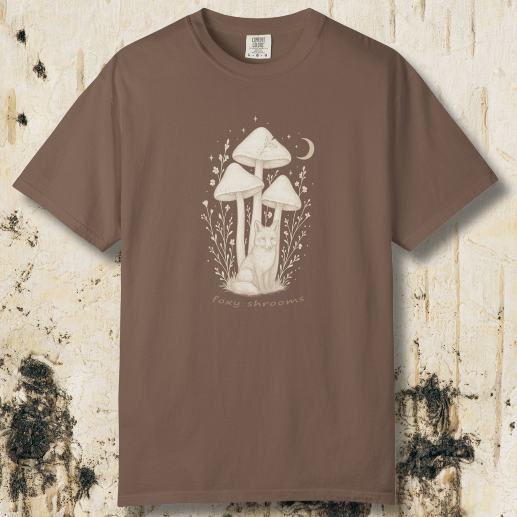 Foxy Shrooms T-Shirt — Moonlit Mushroom Graphic Tee