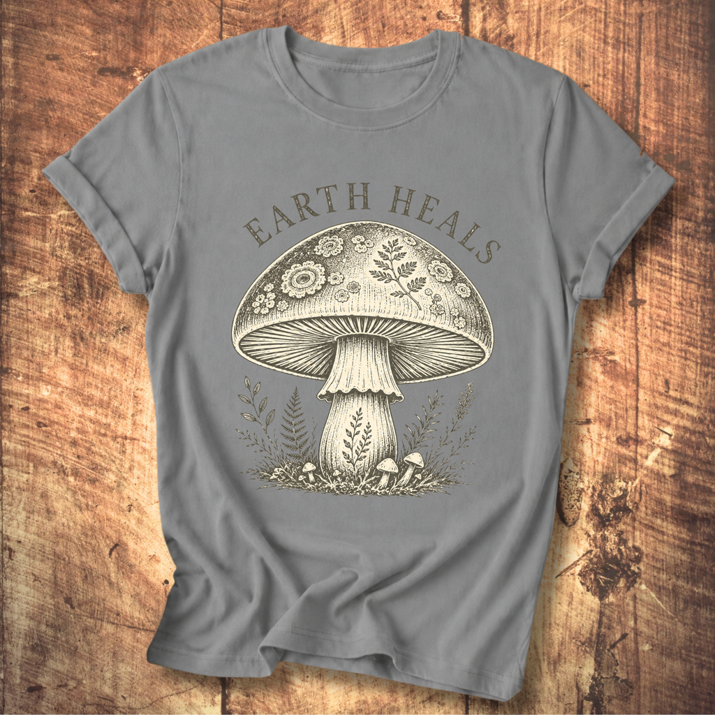Earth Heals Mushroom Tee