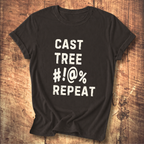 “Cast Tree #!@% Repeat” Funny Fly Fishing Tee