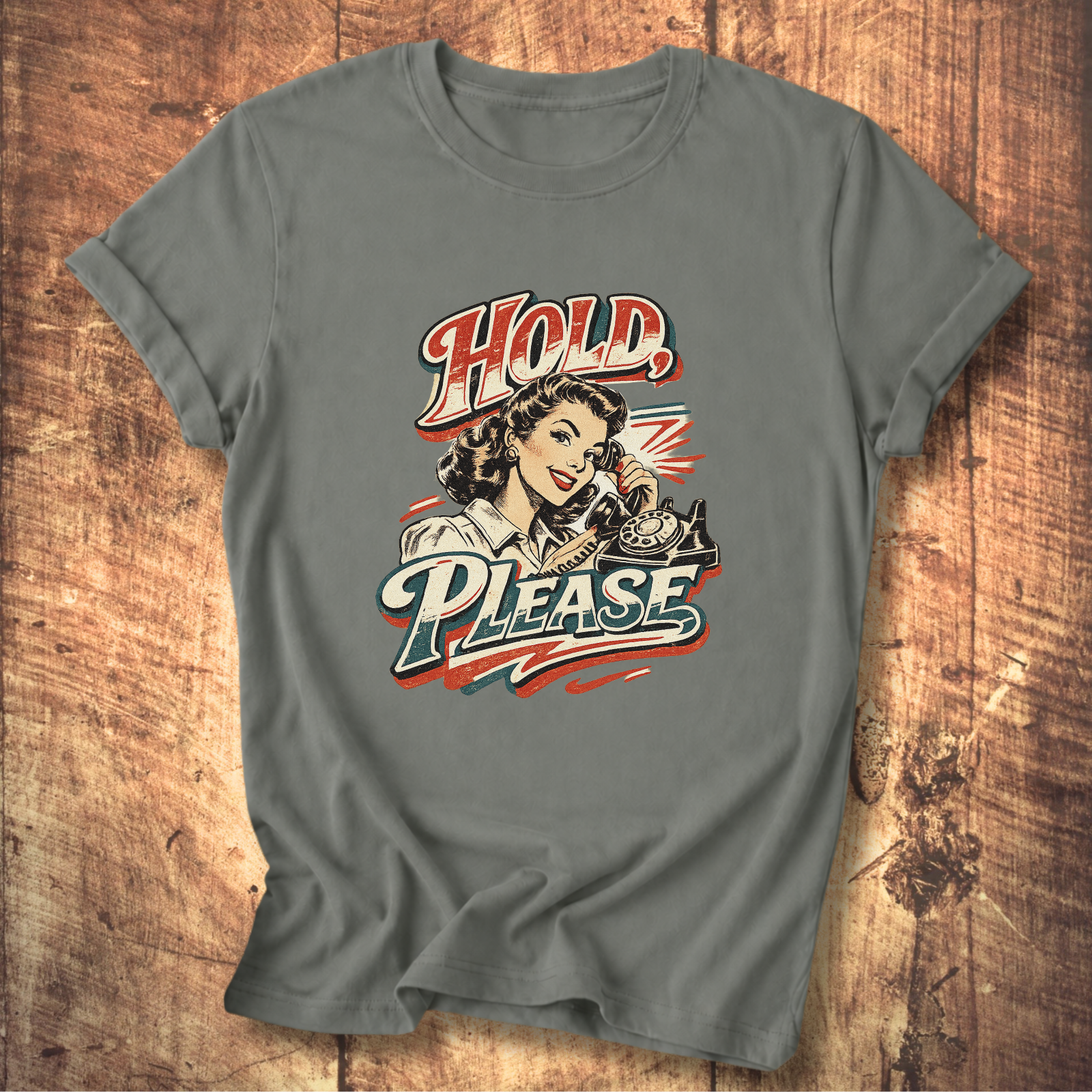 Hold Please Retro Pinup Tee