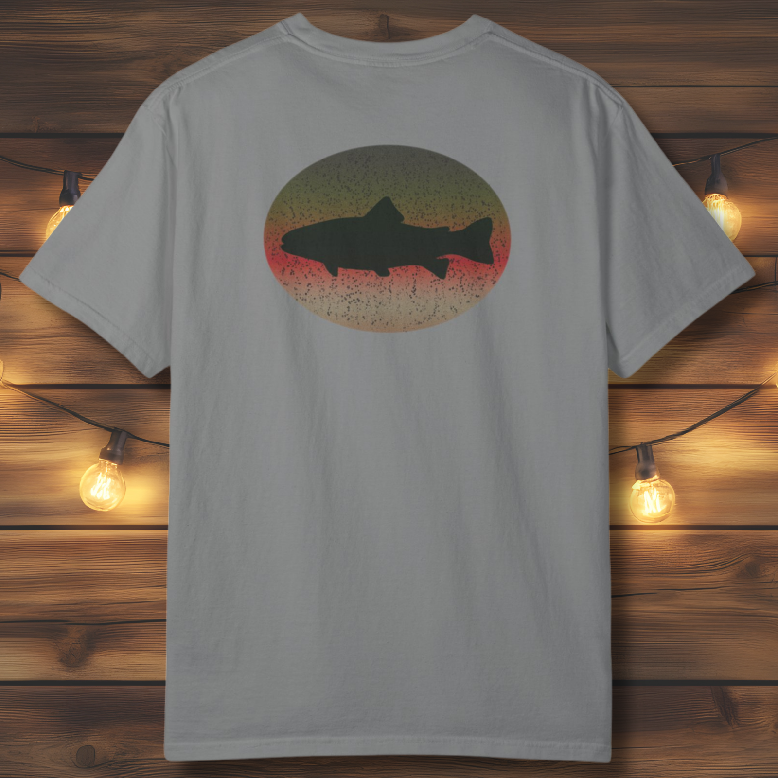 Trout Skin Back Print T-Shirt | Vintage Oval Trout Fishing Tee