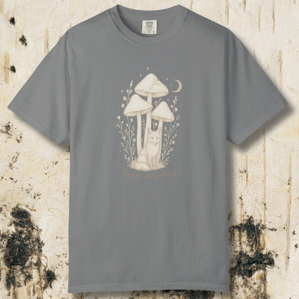 Foxy Shrooms T-Shirt — Moonlit Mushroom Graphic Tee