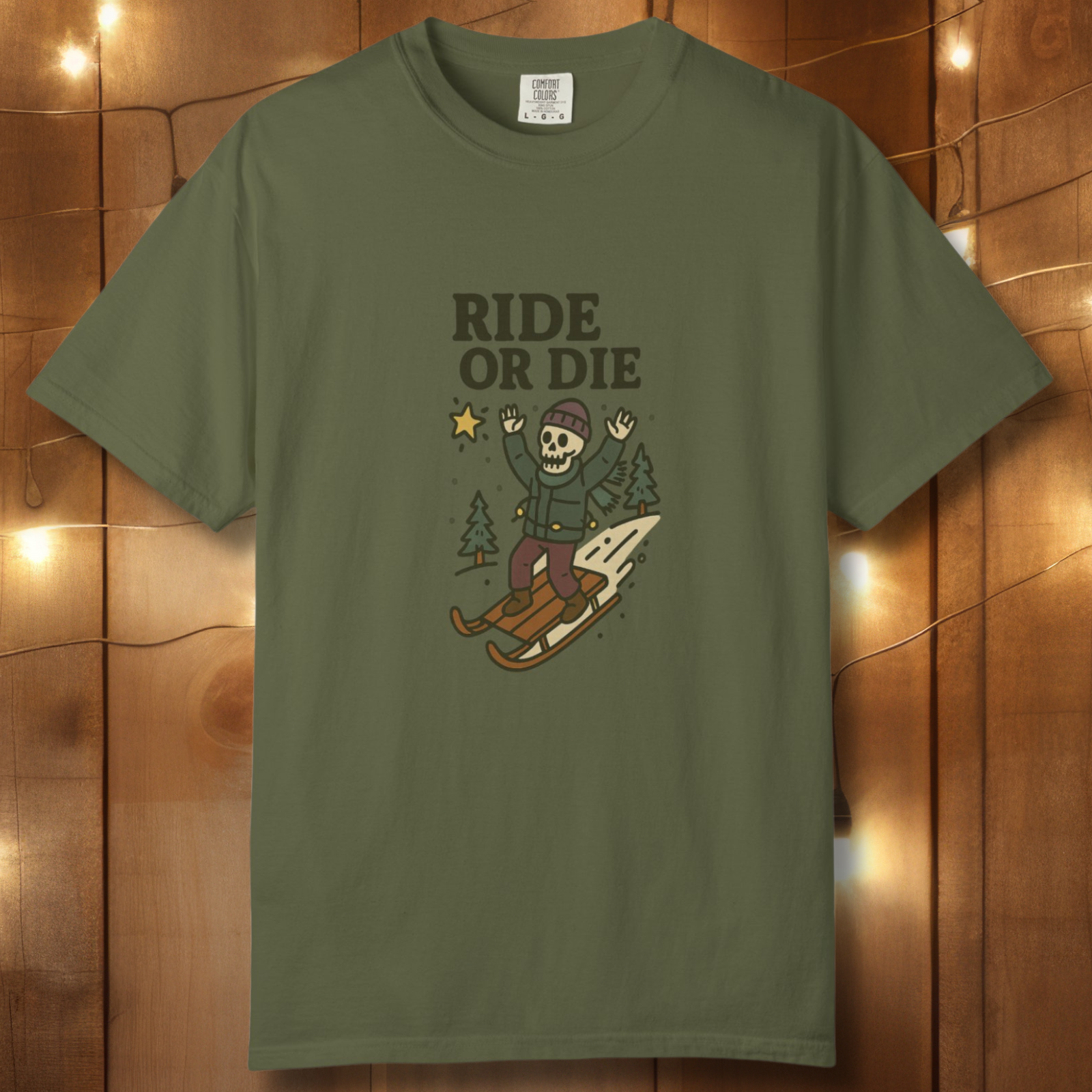 Ride or Die Skeleton Sledding T-Shirt — Vintage Winter Snow Sled Tee