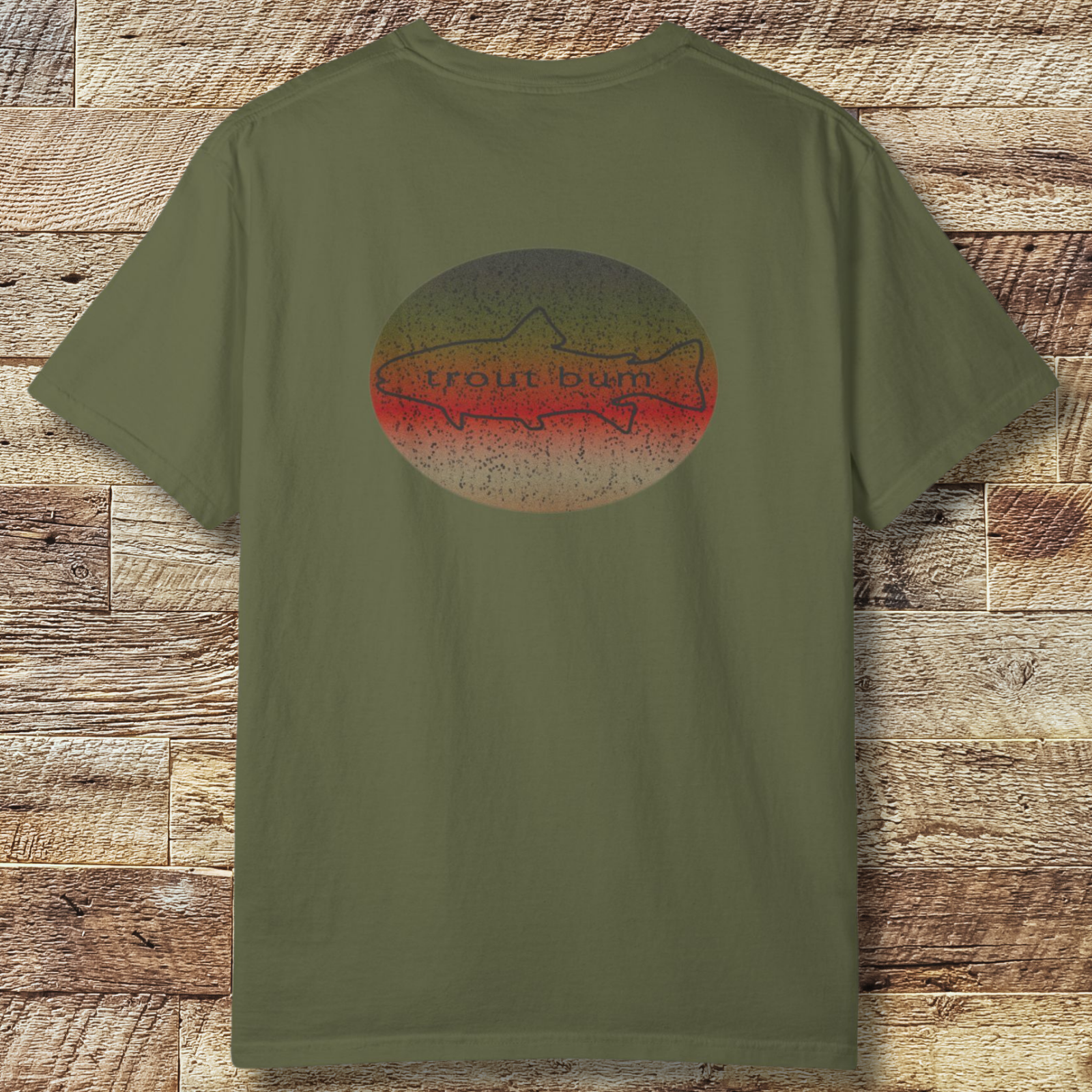 Trout Bum Back Print T‑Shirt — Vintage Fishing Graphic Tee