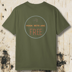 Hook Sets Are Free Fishing Back Print T-Shirt | Garment-Dyed Unisex Tee