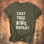 “Cast Tree #!@% Repeat” Funny Fly Fishing Tee