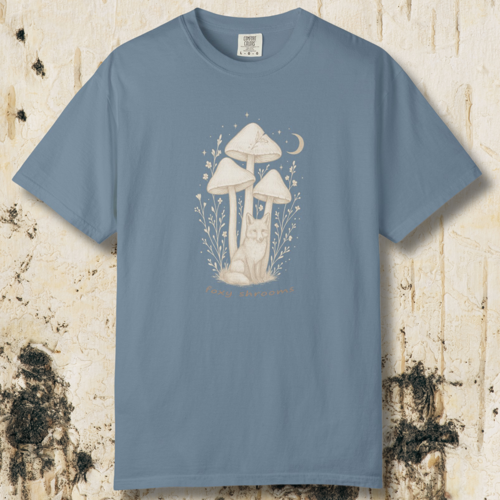 Foxy Shrooms T-Shirt — Moonlit Mushroom Graphic Tee