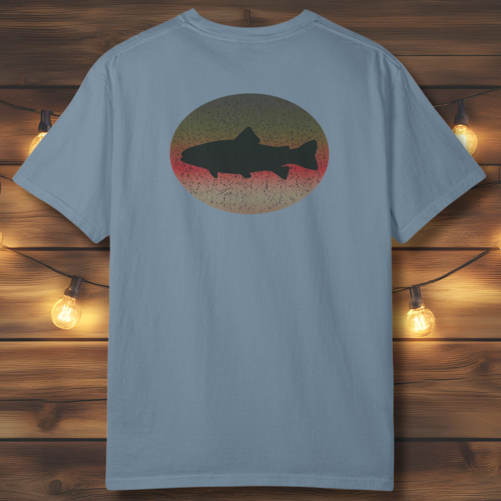 Trout Skin Back Print T-Shirt | Vintage Oval Trout Fishing Tee