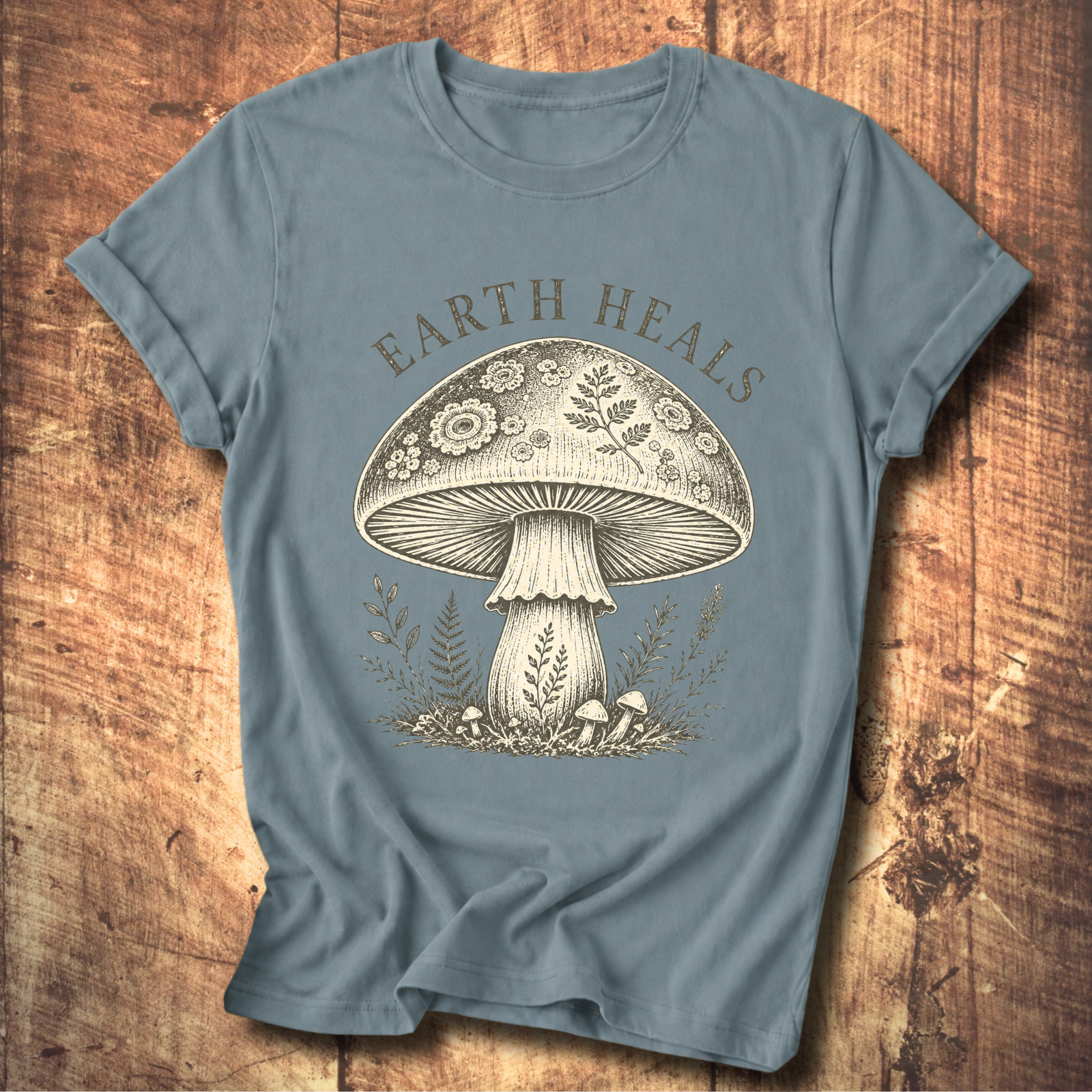 Earth Heals Mushroom Tee