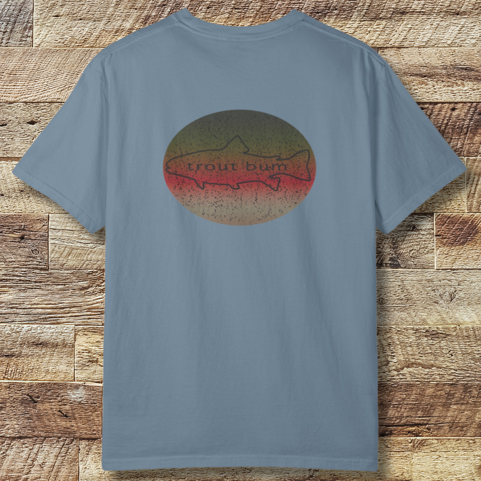 Trout Bum Back Print T‑Shirt — Vintage Fishing Graphic Tee